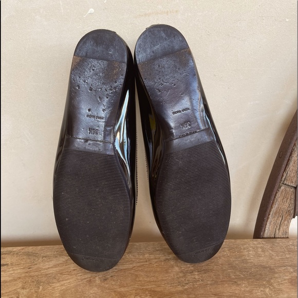 PRADA Black Patton Leather Classic Milano Flats Beautiful Gold Logo 36.5 ITALY!! - Picture 5 of 12
